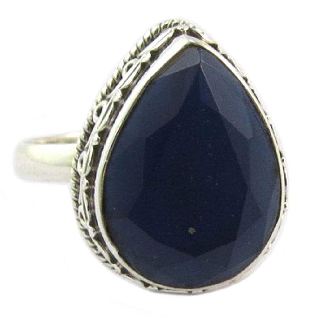 Silver Ring 'Heaven' Dark Blue Silver - 18x14 Mm