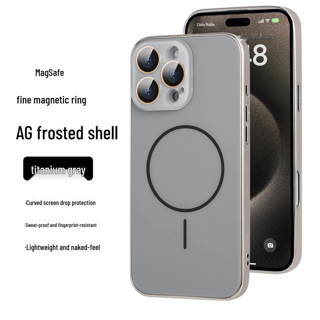 Магнитный чехол-кольцо Apple 16 Pro Max, матовый, с гальваническим покрытием, мягкий защитный чехол