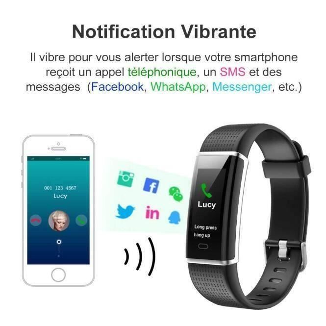 Montre Connectée Podometre Smartwatch Bracelet Connecté Écran Couleur Etanche IP68 Femme Homme Enfant Sport Cardio Fitness Tracker