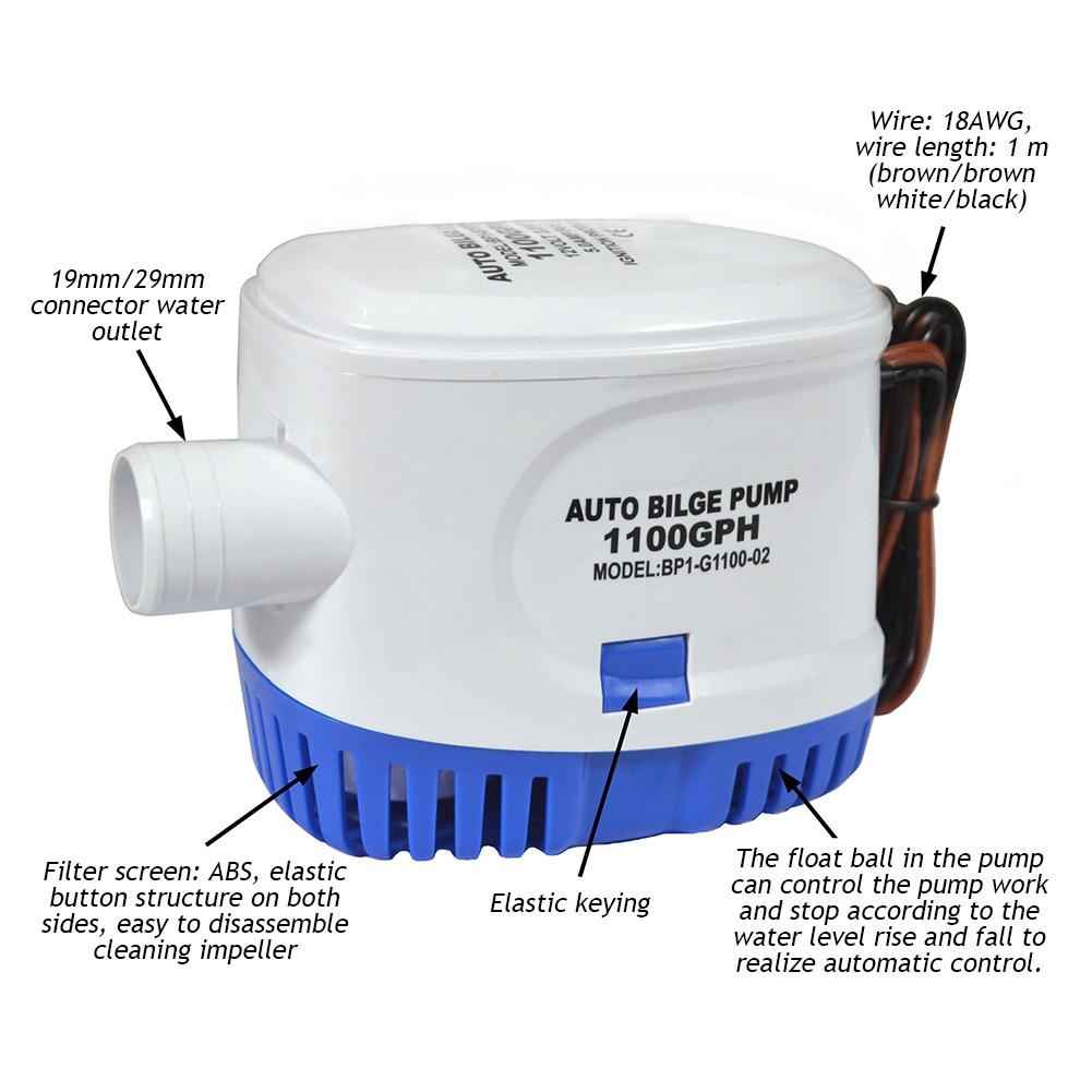 Автоматический погружной трюмный насос для лодки 12 В 24 В постоянного тока электрический морской водяной насос небольшой автоматический 600 галлонов в час 750 галлонов в час 1100 галлонов в час с переключателем