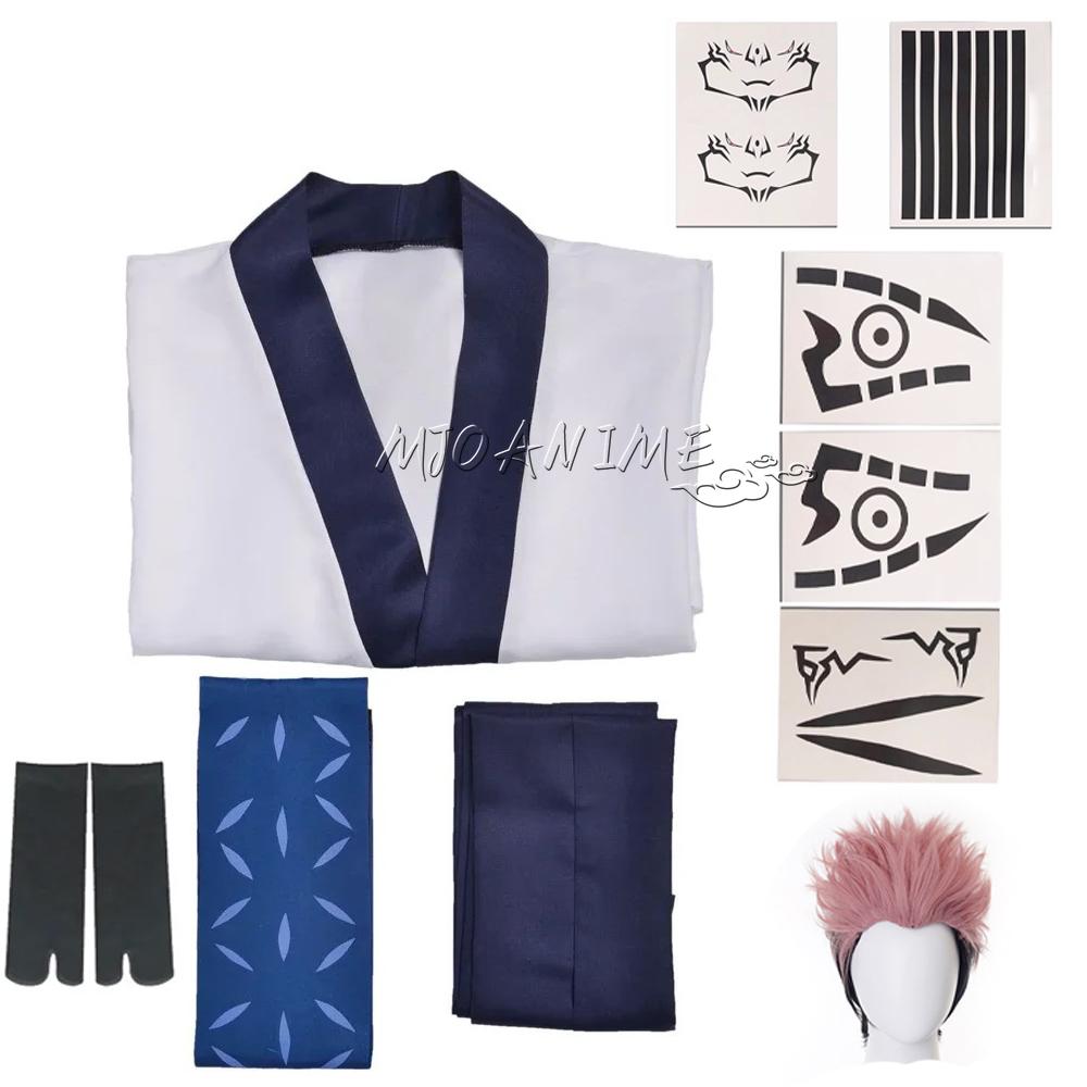 В наличии Ryomen Sukuna Косплей Дзюдзюцу Кайсен Костюмы Взрослые Мужчины Женщины Наряды Япония Кимоно Ханфу Хэллоуин Аниме Одежда