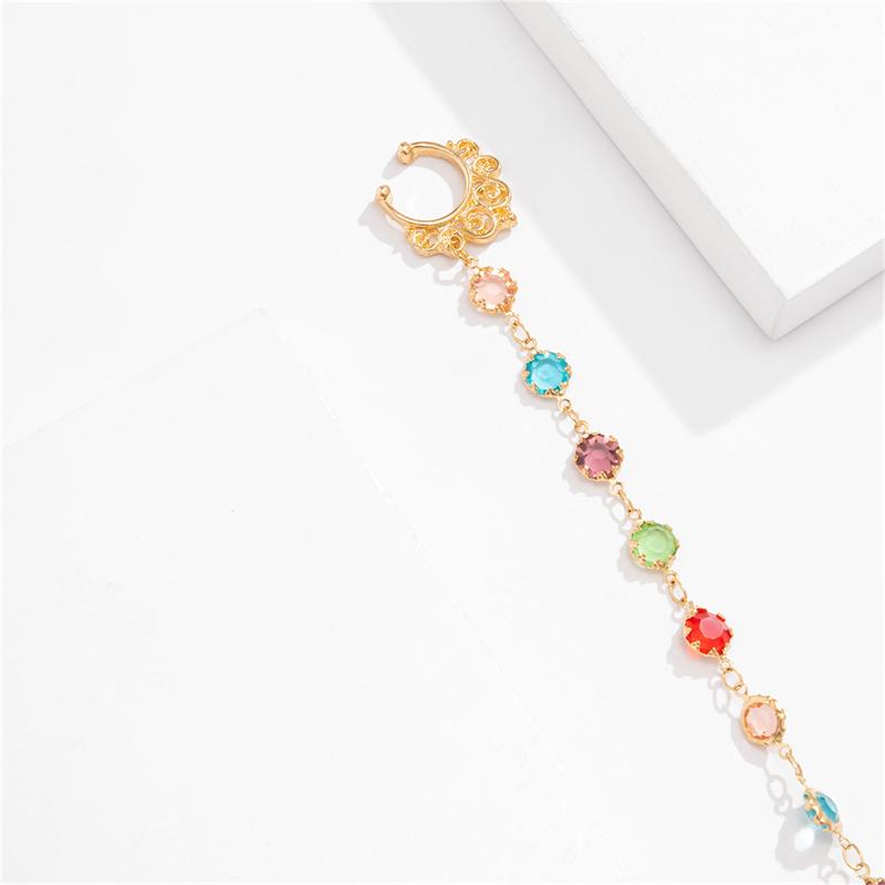 Богемные панк-сексуальные женские серьги-цепочки с кисточками, поддельные пирсинг, зажим для носа