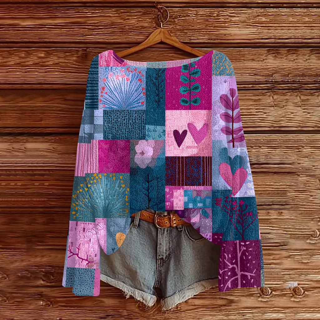 Женский легкий свитер повседневный с длинным рукавом вязаный винтажный с цветочным принтом пуловер