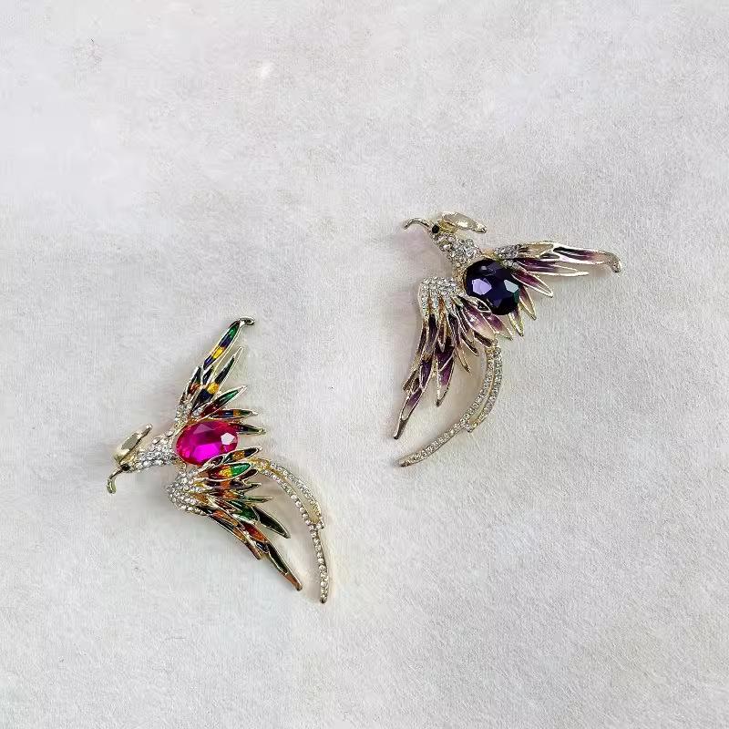Высококачественная роскошная брошь Phoenix Diamond Brooch, модная брошь Sense с инкрустацией из кристаллов, аксессуары для пальто и костюма, подарок для женщин