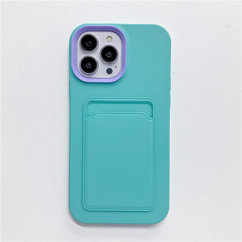 Original Candy Color Card Slot Wallet Phone Case For iPhone 15 14 13 11 12 Pro Max Soft Silicone Shockproof Cover