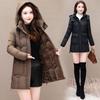 Down Cotton-padded Jacket Long Hooded Loose Cotton-padded Jacket with Fleece and Thickened Cotton-padded Jacket