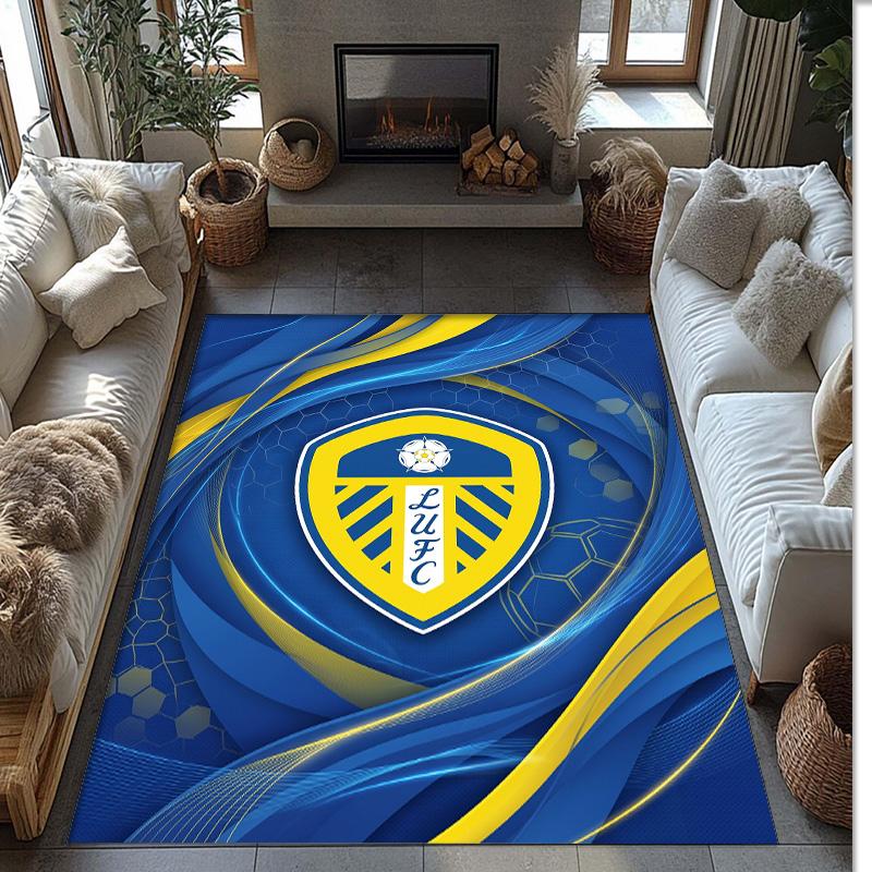 Ковер из хрустального бархата с принтом футбольного клуба Leeds United, Удобный, Впитывающий влагу, Нескользящий, Для помещений
