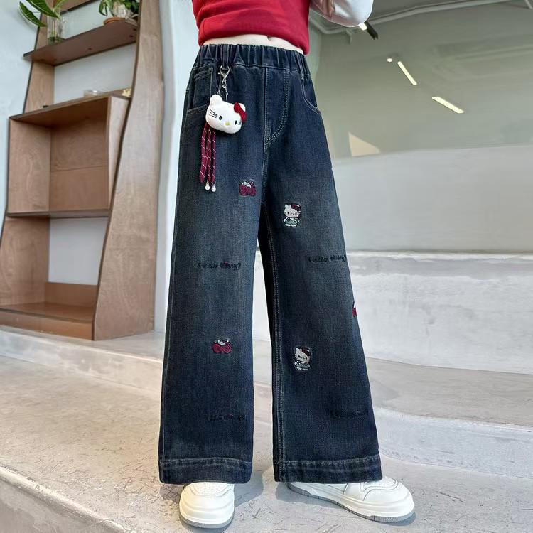 Стильные вельветовые джинсы с широкими штанинами для девочек-подростков, Осень/Зима 2025