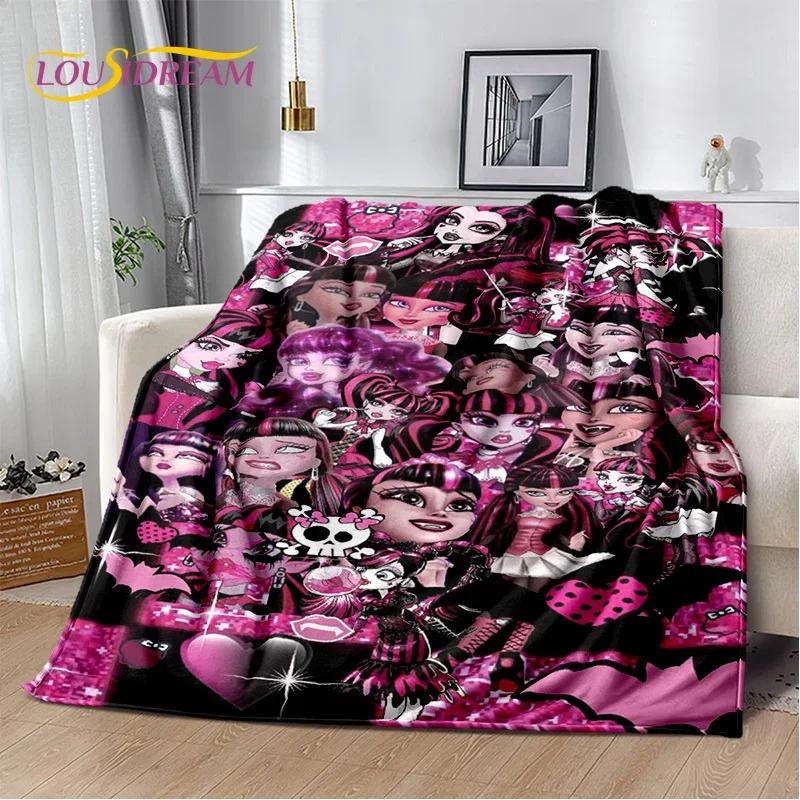 Мягкие одеяла с героями мультфильмов Monster High Draculaura Vampire, сохраняющие тепло, удобные для пикника, кровати, дивана, дома, спальни, детей