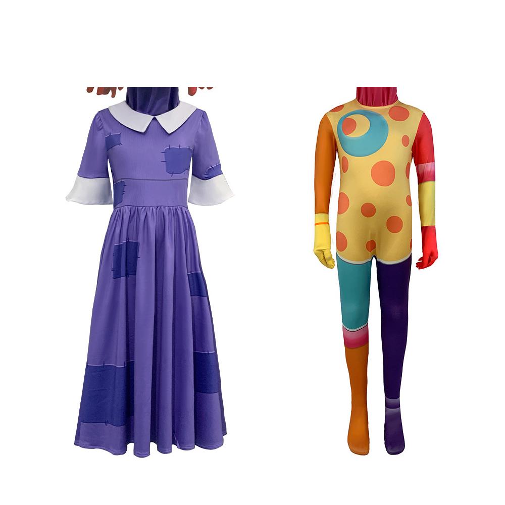 Костюм для косплея Помни из Цифрового Цирка Удивительный Цирк Уродцев Мультфильм Кейн Костюмы для косплея Детские костюмы на Хэллоуин Комбинезон Помни