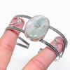 Natural Aquamarine Gemstone 925 Sterling Silver Cuff Bangle Adjustable G1r12