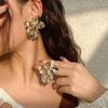 Irregular Metal Flowers Stud Earrings for Women Vintage Big Statement Exaggerated Geometric Jewelry Gold Silver Color Earring