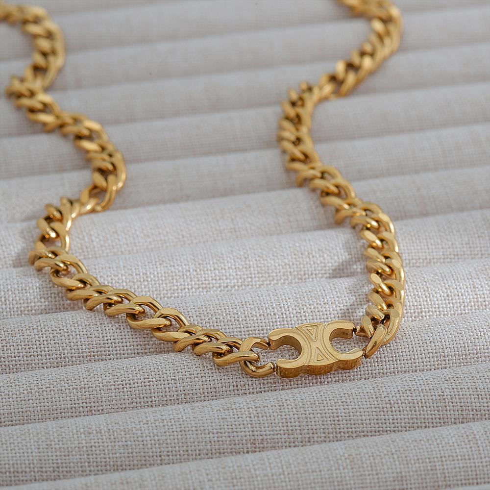 Крупная золотая цепочка на шею, цепочка на ключицу, нейтральные украшения