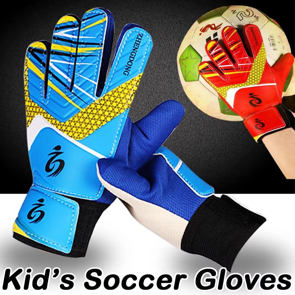 1 pair Double Sided Latex Kids Goalie Gloves Cushioning Goalkeeper Gloves 5-16 Years Old Kids
