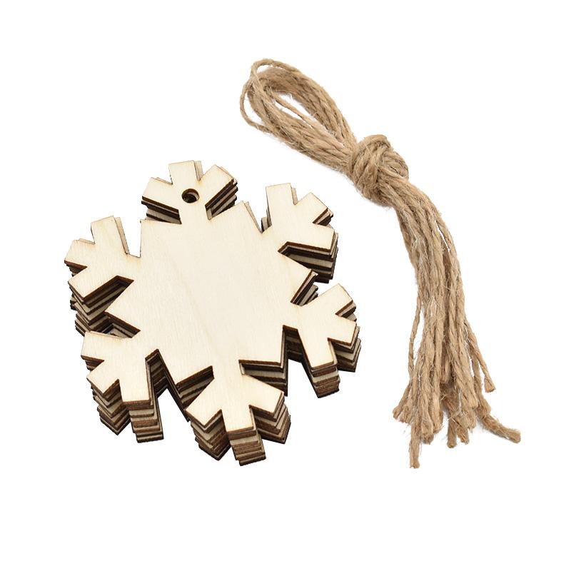 10Pcs Christmas Wooden Round Baubles Tags Christmas Tree Hanging Balls Decoration Kids DIY Craft Ornaments Navidad New Year 2024