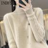 INDFS Women's Fashion Casual Fall Winter Solid Color Print Long Sleeve High Neck Sweaters