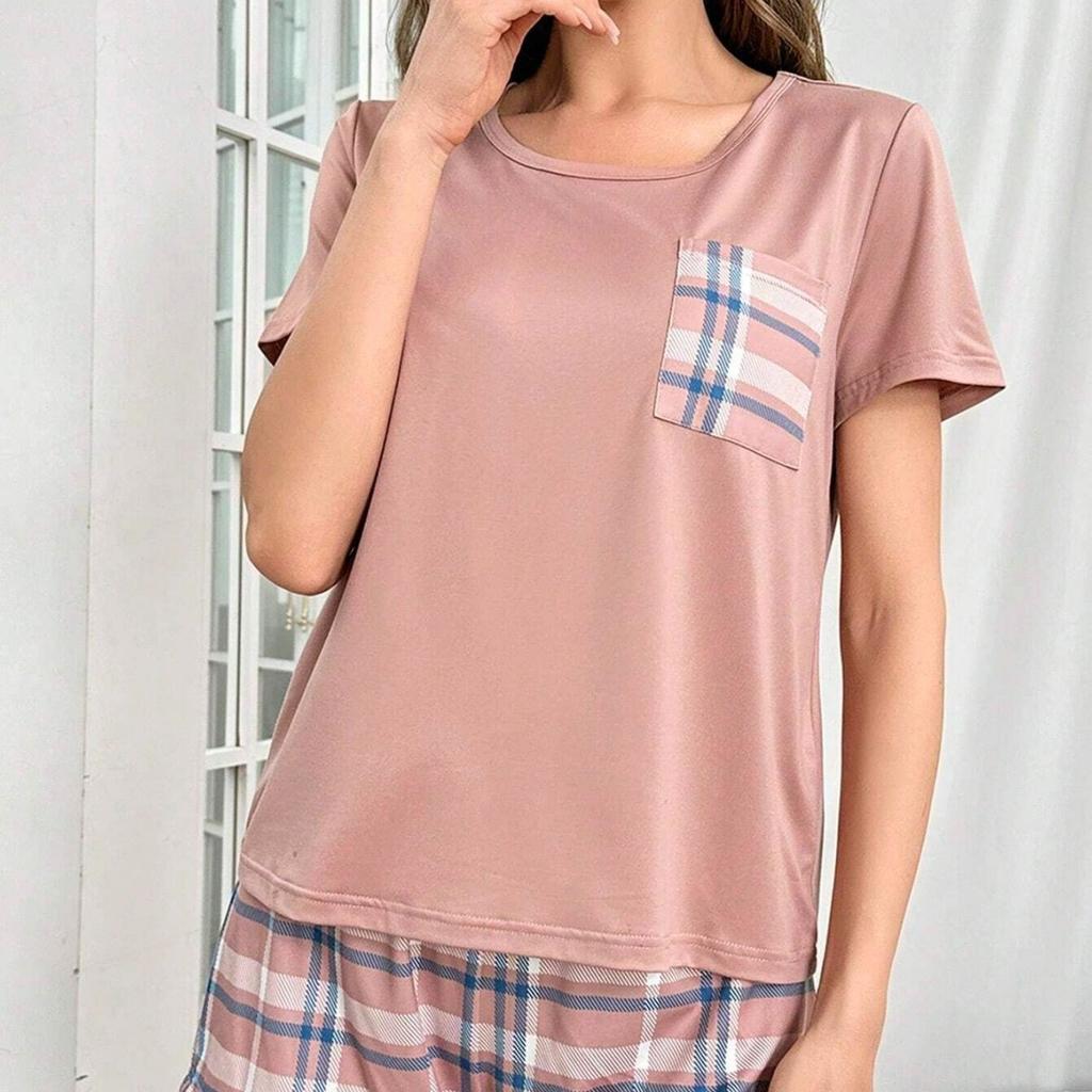 Женская одежда, летняя новинка, шорты с короткими рукавами, пижамный комплект, напечатанный, тонкий, простой, удобный, для отдыха, домашняя одежда, комплект из двух предметов