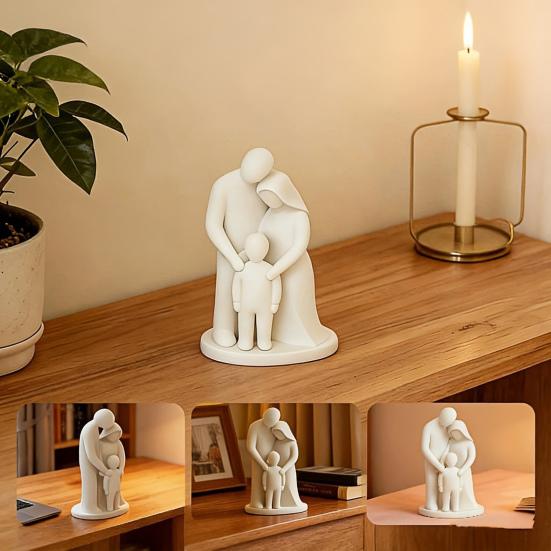 Family of 3 Figurine, 3D Printed Parents And Kids Statue, Minimalist Abstract Family Sculpture for Living Room Bedroom Shelf Desk Decor