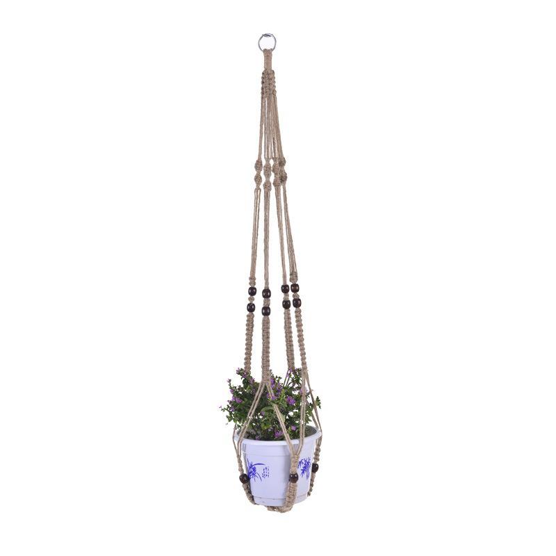 Bohemian Jute Rope Hanging Flower Pot Net Pocket for Balcony Plant Display