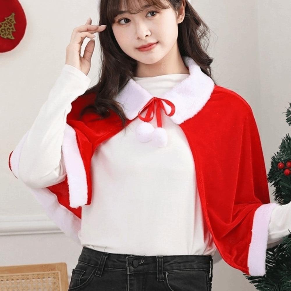 Thick Christmas Cloak Plush Santa Claus Costume Soft Women Ponchos Adult