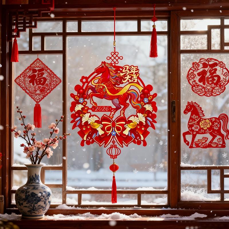 Chinese Spring Festival Couplets Year Of The Horse Wall Stickers New Year Door Window Stickers Couplet Home Decor