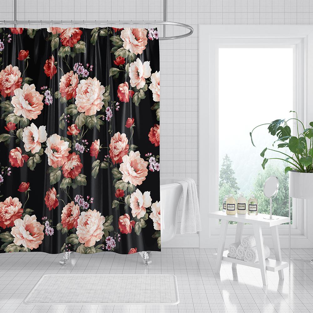 3D Flower Dolphin Bohemian Geometric Print Shower Curtain with Roller Hooks Modern Decorative Elegant Bathroom Curtains 180x180cm