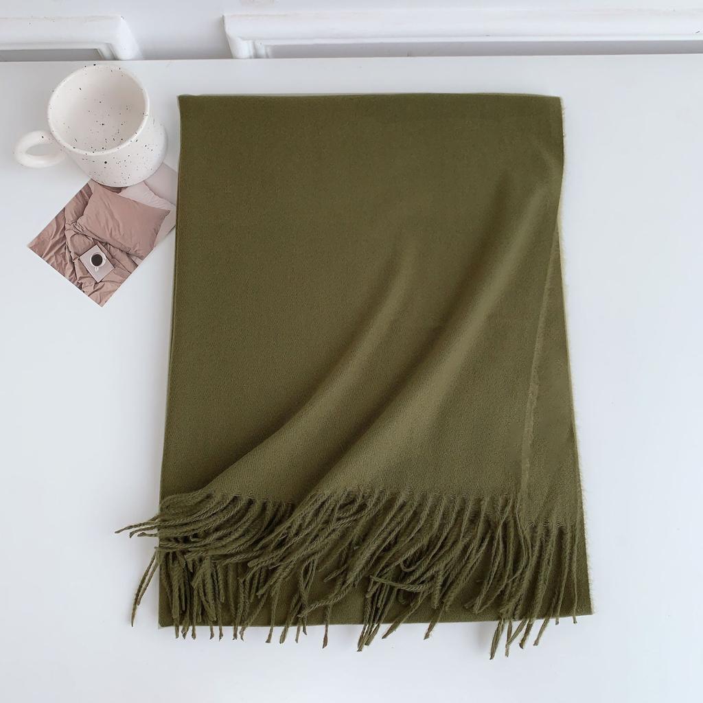 2024 Winter New Scarf Women'S Versatile Imitation Cashmere Thickened Warm Premium Solid Color Large Size Shawl