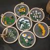 Needle Thread Ornament DIY Crafts Flower Embroidery Needle Punch Embroidery Hoop Cross Stitch Kit