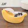 Soft Pet Bed for Autumn Winter Banana Cat Bed Plush Cave with Lid Fleece Lined Cozy Cover Hideaway Warm Semi Enclosed Cats Small Dogs Cute Shape