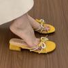 Модные роскошные женские тапочки Модные туфли с жемчужным бантом Элегантные туфли-лодочки Женские сандалии на каблуке 2025 Сексуальные новые шлепанцы Роскошные сандалии для женщин