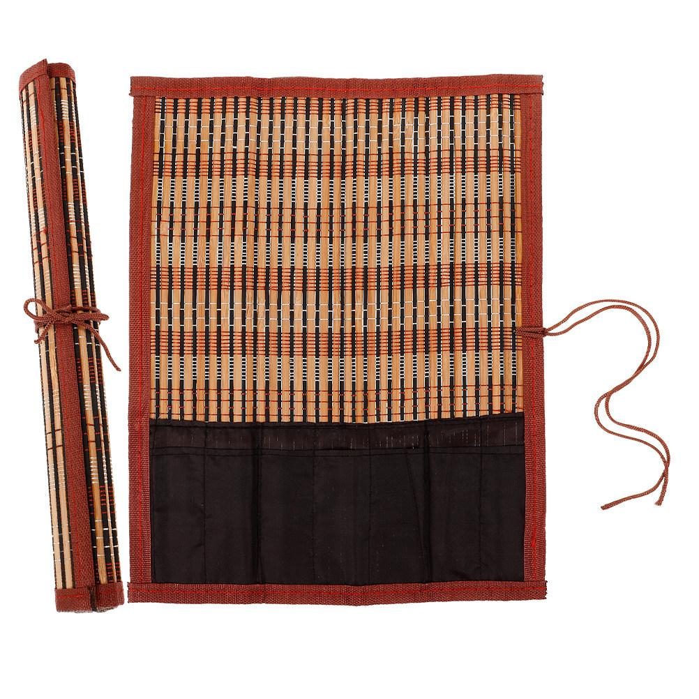 2Pcs Vintage Bamboo Calligraphy Brush Roll Organizer Paint Brush Holder Portable Pen Painting Tool Case for Beginners Travel