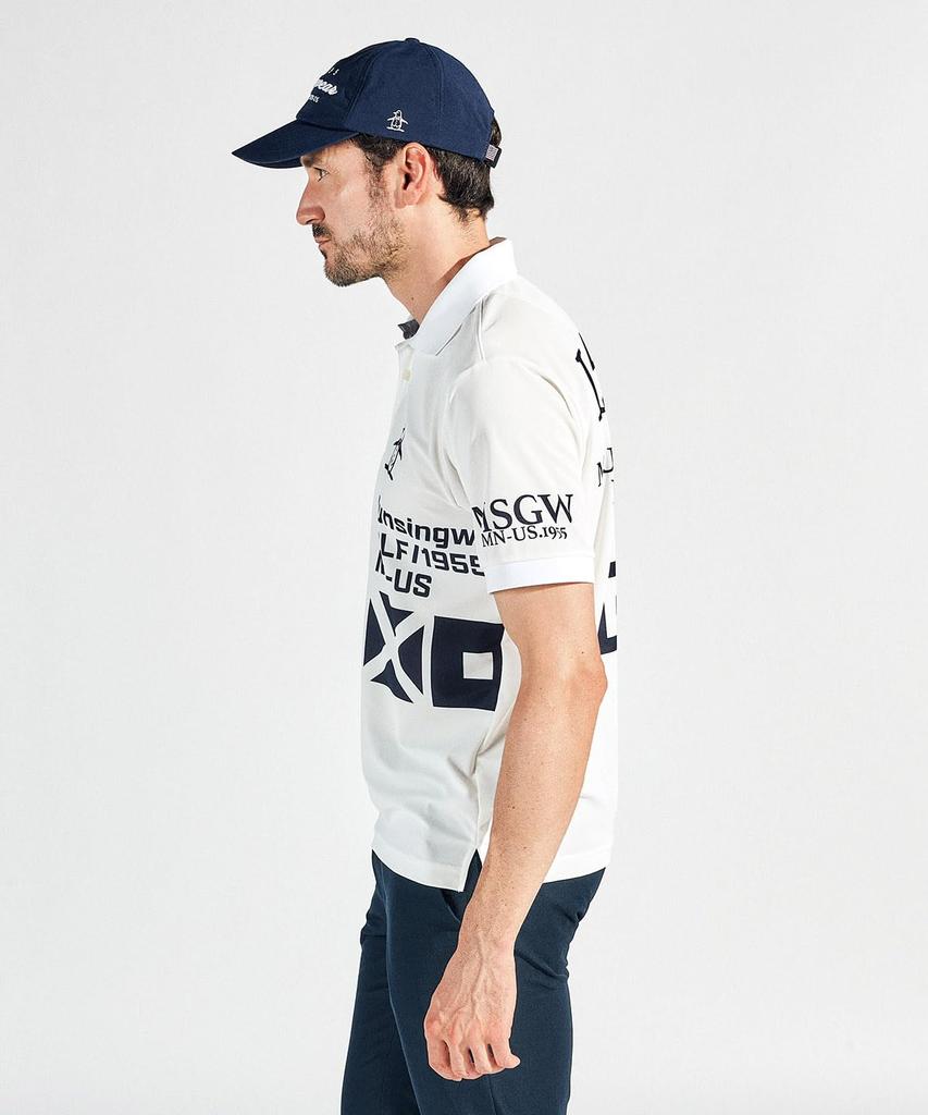 Munsingwear MG5SHS25M Short Sleeve Collared Shirt with Graphic WH00 Men's Print, Moisture-Wicking, Quick-Drying, Sunscreen, Golf, White,