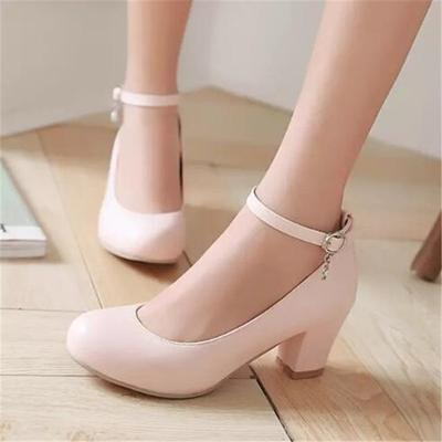 Роскошные хрустальные туфли на массивном каблуке, повседневные женские туфли-лодочки, обувь для девочек, с круглым носком, милые, черные, розовые, на высоком каблуке, свадебные туфли для вечеринки, женские 43