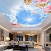 3D потолочные фрески голубое небо и белые облака обои персиковый цвет голубь 3D настенные фрески для гостиной обои