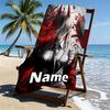 Custom Name Personalized Makima Chainsaw Man Print Beach Towel, for Trip Camping Beach Party Home Decor, Birthday Gift for Family & Friends