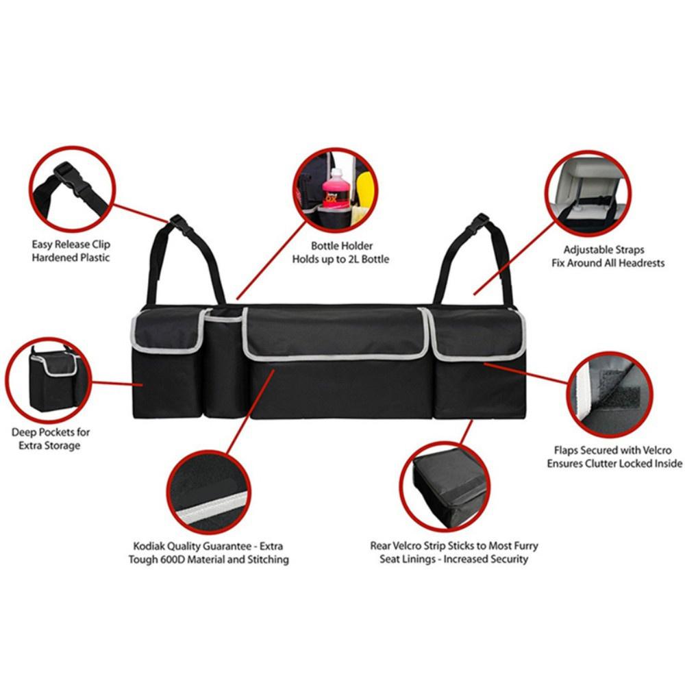 Автомобильный органайзер, регулируемая сумка для хранения на заднем сиденье, многофункциональные органайзеры на спинку автомобильного сиденья, черный
