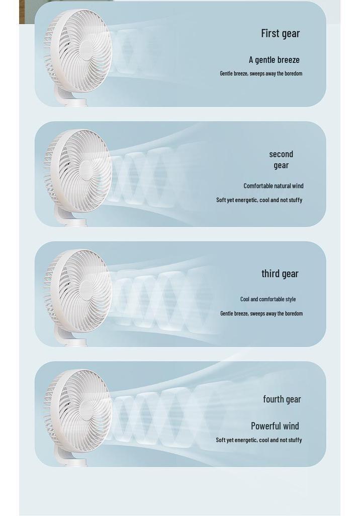 USB Rechargeable Desktop Fan - Silent, Dual-Use with Brushless Motor