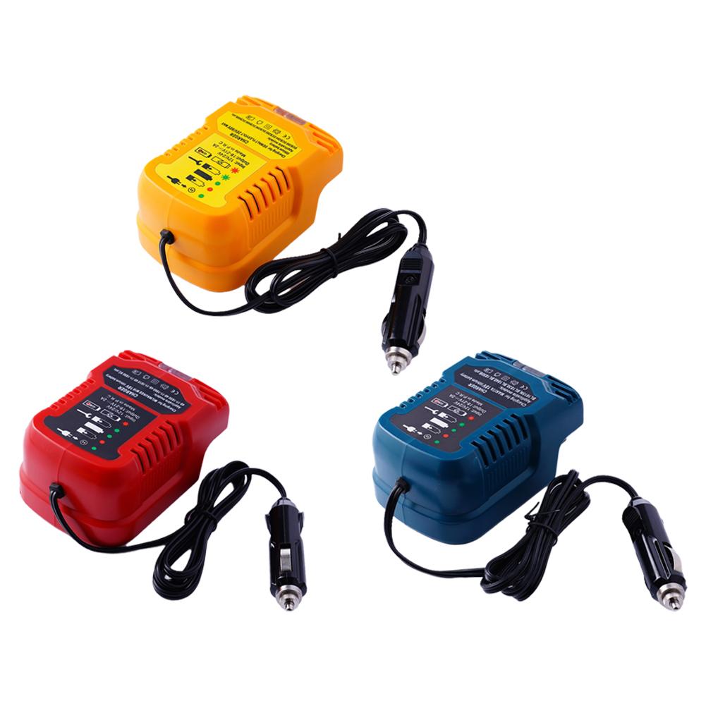 Мини-зарядное устройство для автомобиля для литиевых аккумуляторов Makita/Dewalt/Milwaukee/Bosch 18 В, штекер прикуривателя, портативное зарядное устройство для использования в автомобиле