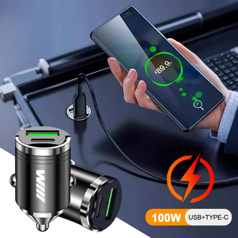 AAAQJ1 100W Mini USB Car Charger Fast Charging Car Phone Charger Adapter For BMW M E46 E90 E60 F30 F10 E39 E36 F20 G30 G20 E87 E92 E91