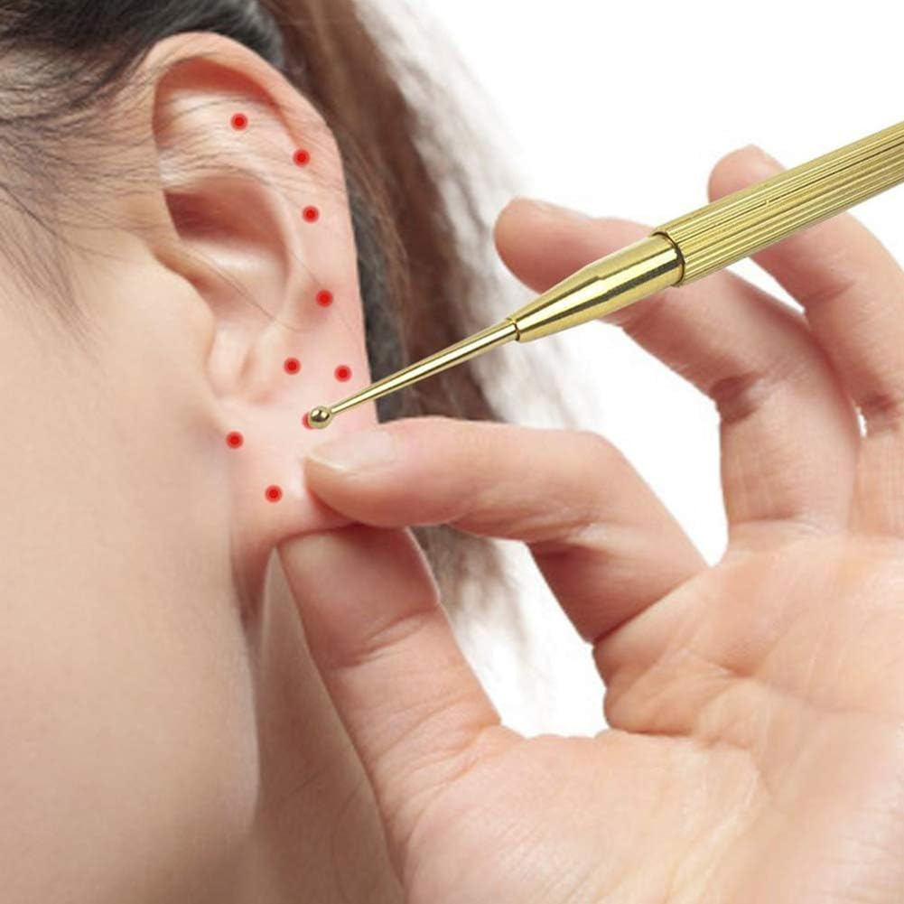 13см Палочка для точечного массажа ушей, закругленная, для миофасциального массажа, легкая и может использоваться на всем теле Палочка, Пружинная, Латунная, Наконечник, Точечный массаж,