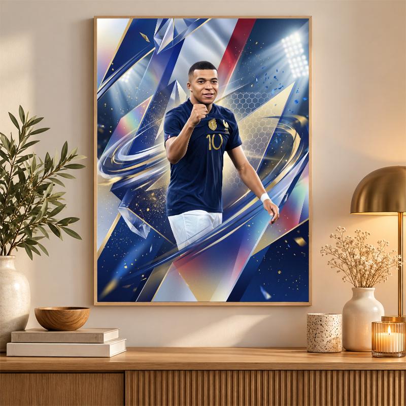 Kylian Mbappe Diamond Painting Kit 5D Full Drill DIY Diamond Mosaic Wall Art Home Decor
