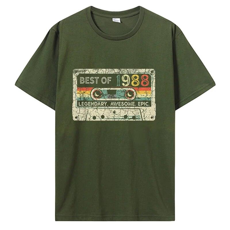 Винтажная футболка с микстейпом в стиле ретро Best Of 1988, футболка с кассетой на день рождения для женщин, футболка для папы и матери, уличная одежда