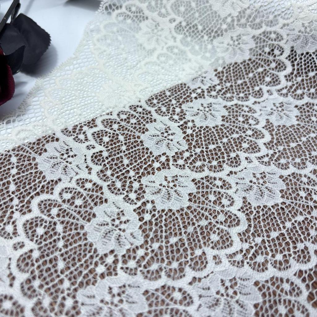 Французское эластичное швейное кружево шириной 20 см, кружевная отделка из спандекса для нижнего белья, бюстгальтера, нижнего белья, платья, одежды, рукоделия (Светло-бежевый, 20 см шириной)