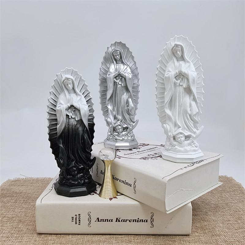Our Lady of Guadalupe Virgin Mary Statue Resin Figures Bethlehem Xmas Home Desktop Display Decor Catholic Figurine Ornament Gift