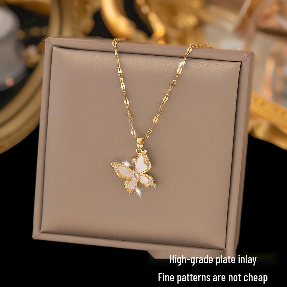 Шикарное не тускнеющее колье из титановой стали для женщин с уникальным дизайном и сверкающей медной подвеской