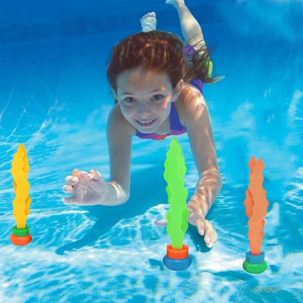 3 шт. Детские игрушки для ныряния в бассейн Форма морского растения Для использования на открытом воздухе Бассейн Детские игры Интерактивные тренировки Подводные игрушки для захвата