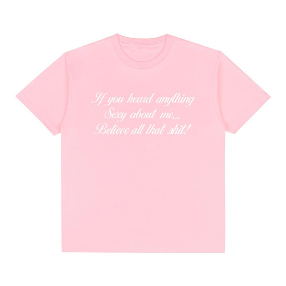 Interesting T-shirt with Men's and Women's Letter Short Sleeved Shirt, Comfortable and Refreshing, Harajuku Pure Cotton, Hip-hop, Informal