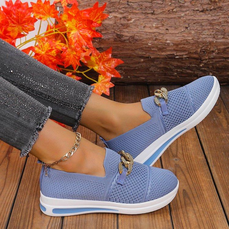 Fashion Women Sneakers Mesh Breathable Knit Designer Shoes for Woman Lightweight Soft Sole Flats Women's Shoes Anti-Slip Casual Sneakers