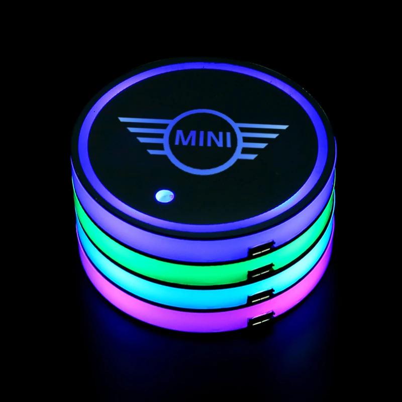 Автомобильный цветной светодиодный светящийся подстаканник-подставка для BMW Mini F54 F55 F56 F60 R60 Clubman Countryman Автоаксессуары