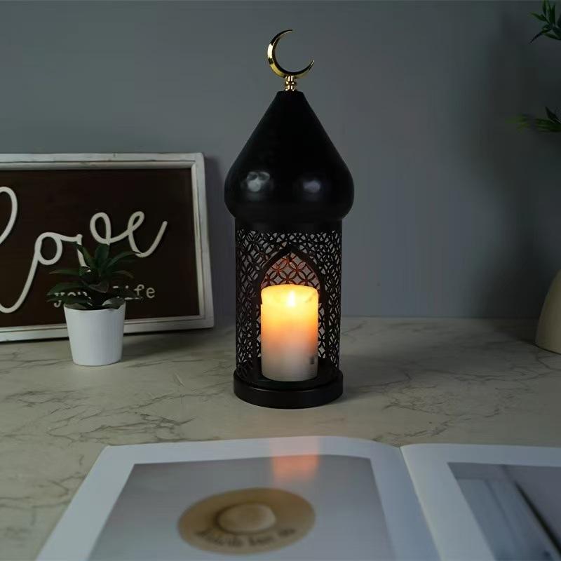 Ramadan New Moon Candle Holder Black Dome Design Muslim Eid Mubarak Decoration Family Mosque Party Celebration Gift